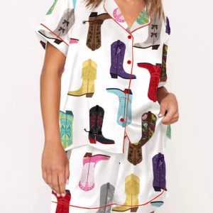 Vintage Short Sleeve Preppy Shirt Pajamas Lounge Set Comfy 2 Piece Sleepwear