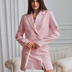 Elegant Long Sleeve Crop Top With High Waist Mini Skirt Two Pieces Set