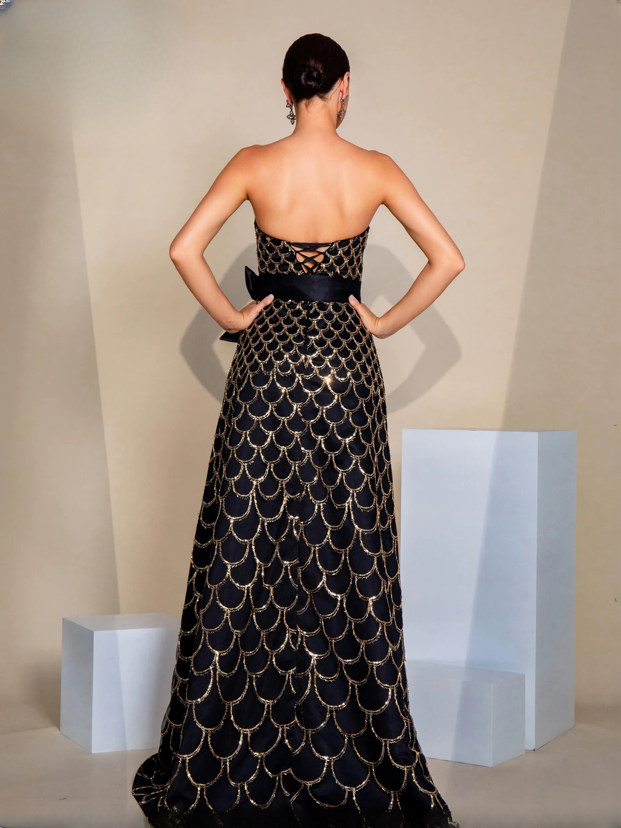 Elegant Strapless Sequin A Line Cocktail Evening Formal Maxi Dress - Image 6