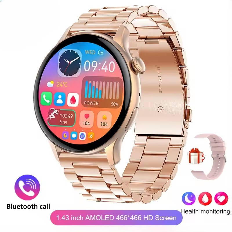 Elegant Screen Always Show Time Health Round Smart Watch - Image 3