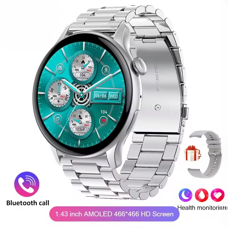 Elegant Screen Always Show Time Health Round Smart Watch