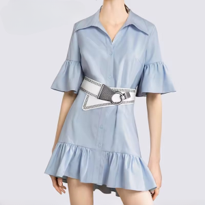 Casual Punk Rocker Wide Elastic Wide European Metal Round Buckle Belts