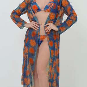 3 Pieces Halter Bikini Tringle String Swimsuit With Kimono Swimming Suit