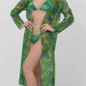 3 Pieces Halter Bikini Tringle String With Kimono Swimming Suit