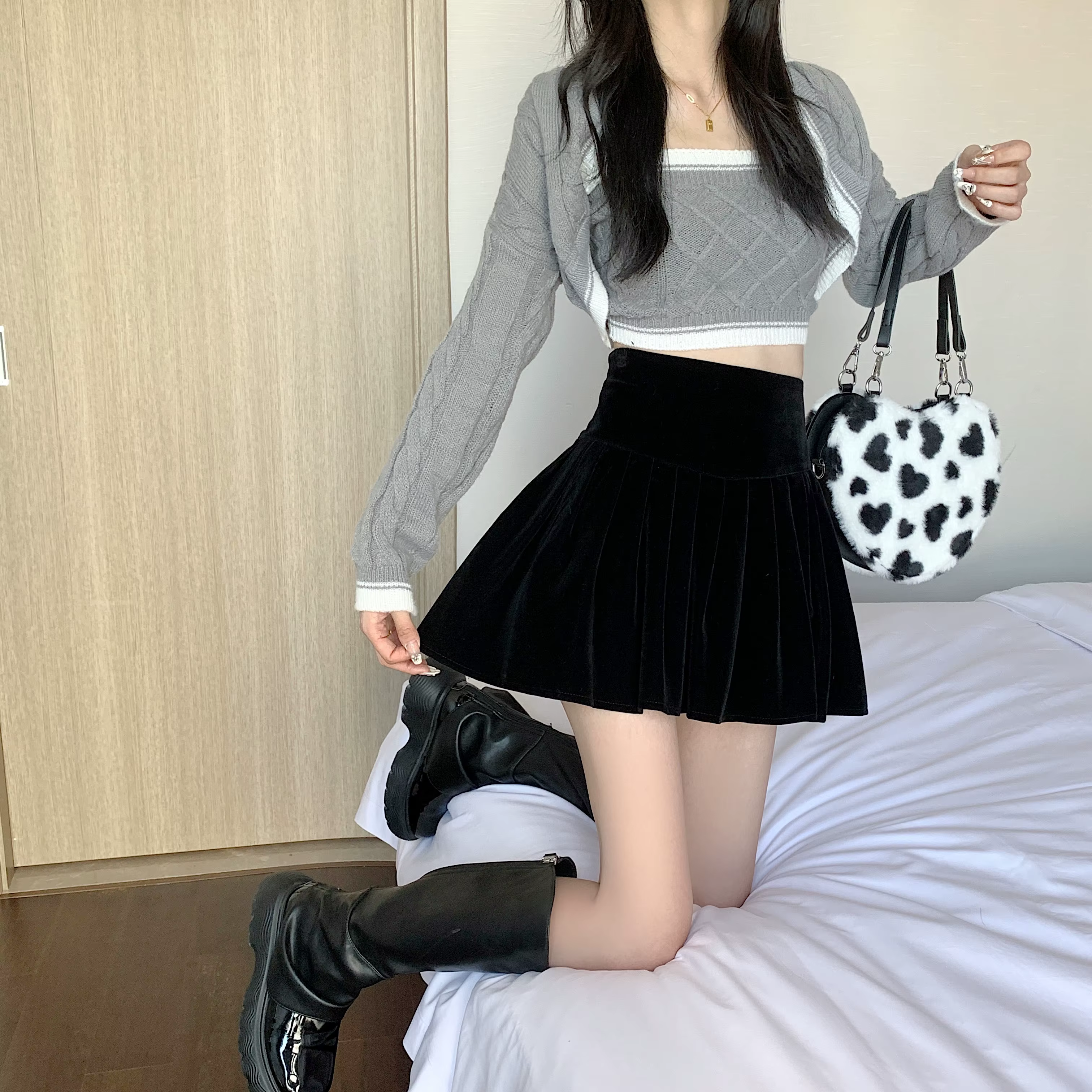 Casual Pleated Empire A-Line High Waist Medium Stretch Mini Skirts - Image 2