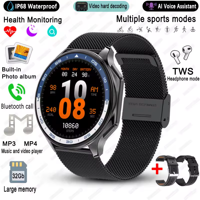3D Surround Vision Player 4GB Large Memory IP68 Mesh 1.43 AMOLED Screen Smartwatch - Image 2