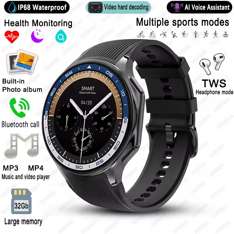 3D Surround Vision Player 4GB Large Memory IP68 Smartwatch