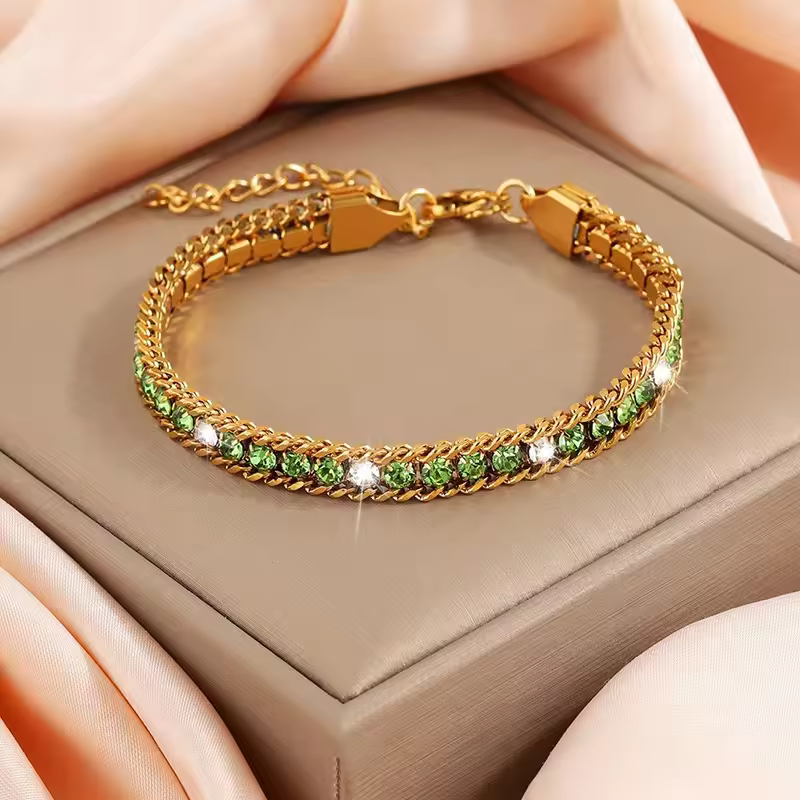 Bohemia Cubic Zirconia Stainless Steel Adjustable Iced Out Chain Bracelet - Image 4