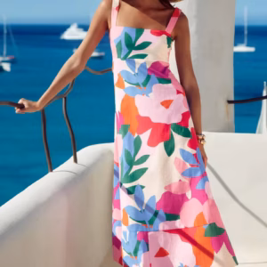 Bohemian A-line Color Blocked Strap Ankle-Length Maxi Dress