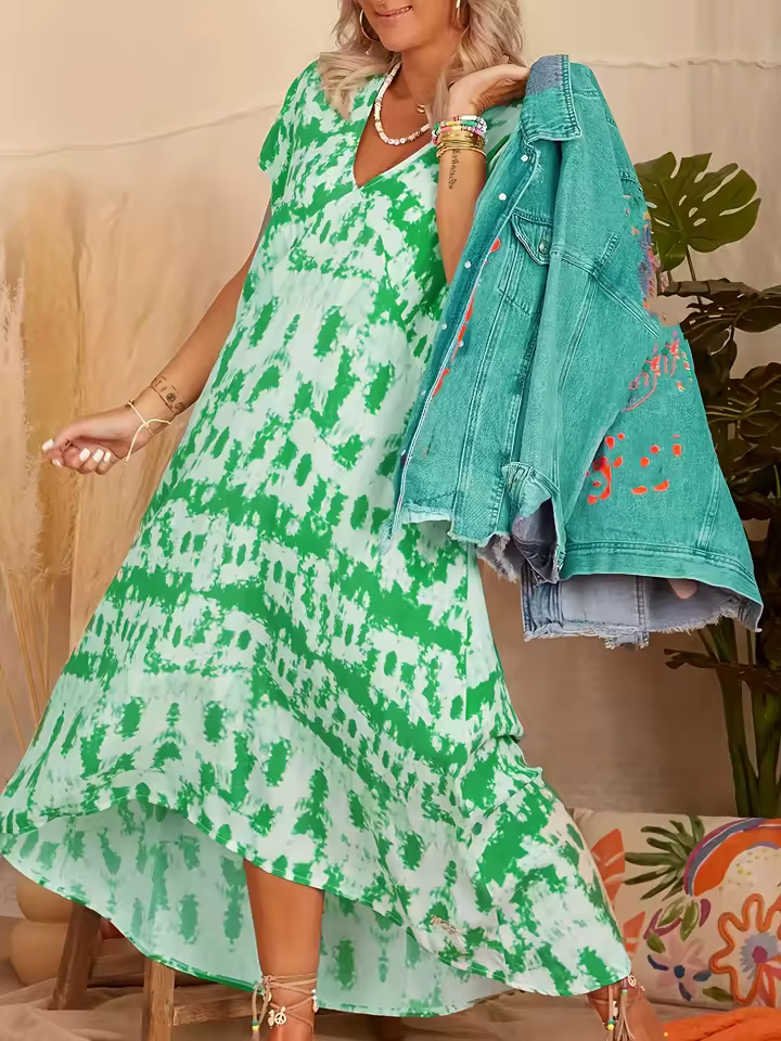 Bohemian A-Line With Pockets Short Length Oversized Maxi Dress