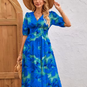 Bohemian Asymmetrical Pullover V-Neck Beach Style Floral Sundress