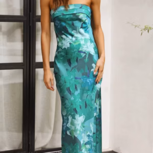 Bohemian Backless Strapless Flower Printed Ankle-Length Maxi Dress