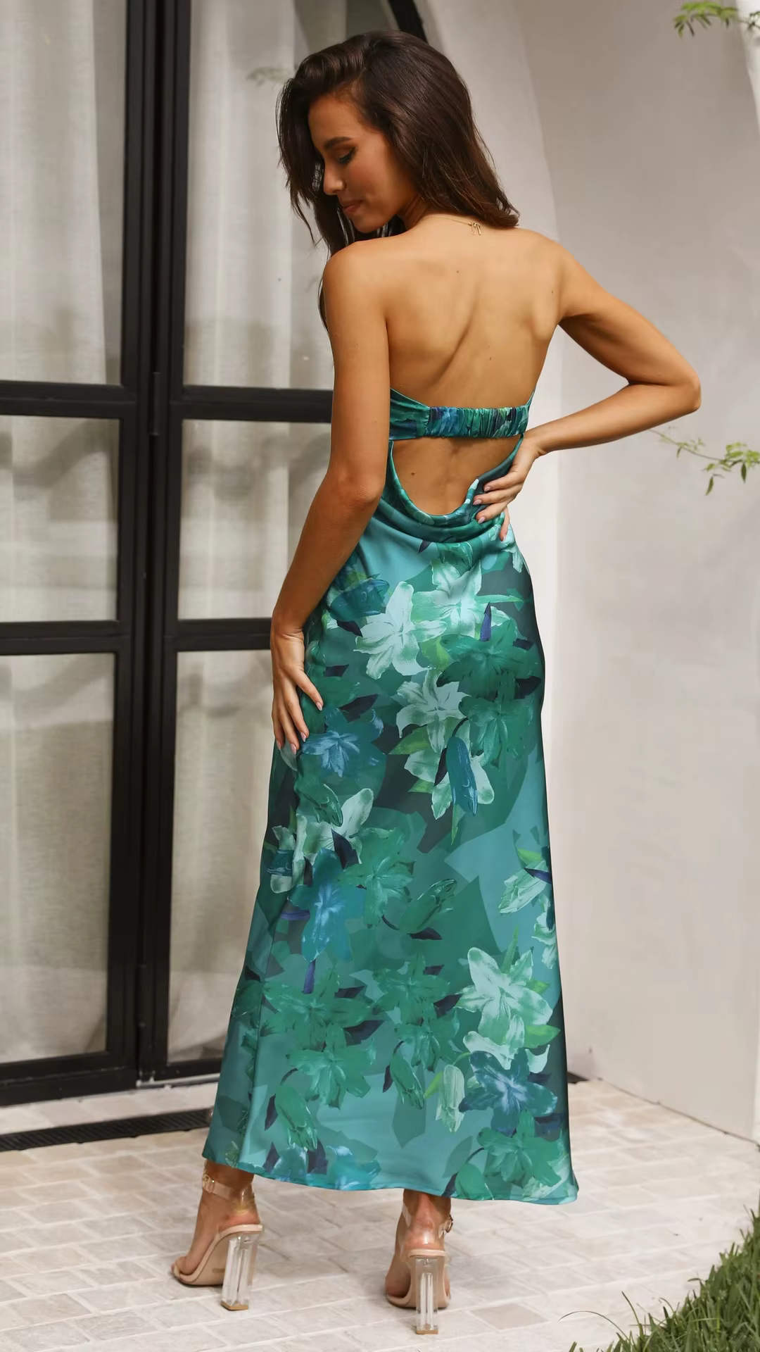 Bohemian Backless Strapless Flower Printed Ankle-Length Maxi Dress - Image 8