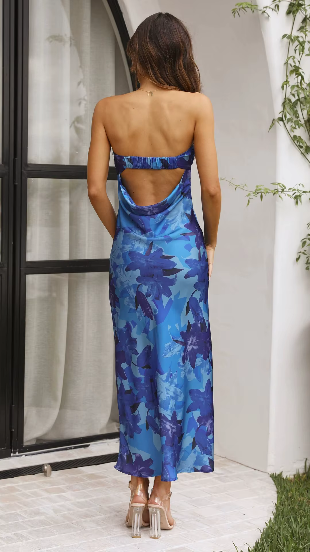Bohemian Backless Strapless Flower Printed Ankle-Length Maxi Dress - Image 13