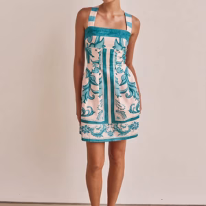 Bohemian Color Blocked Printed Bohemian Elastic Waist Loose Mini Dress