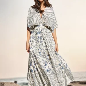 Casual Printed Beach Style With Side High Slit Beach Style Maxi Dress