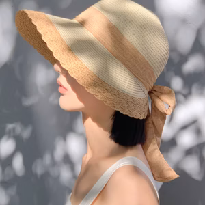 Bow Straw with Large Eaves for Sun Protection Sunshade Fashionable Hat