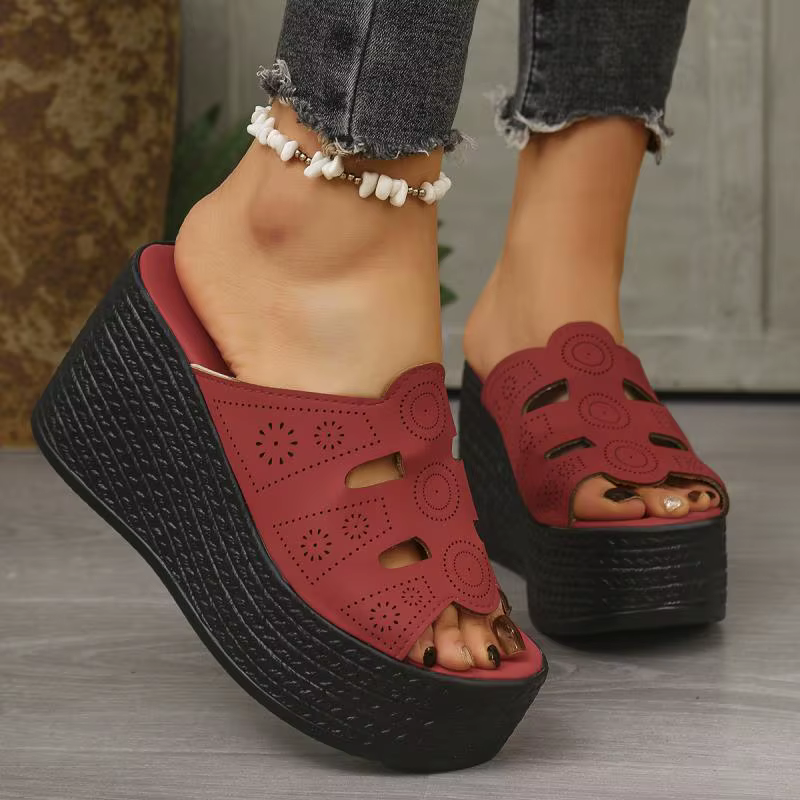 Casual Anti Slip Thick Bottom Hollow Out Wedge Platform Heel - Image 9