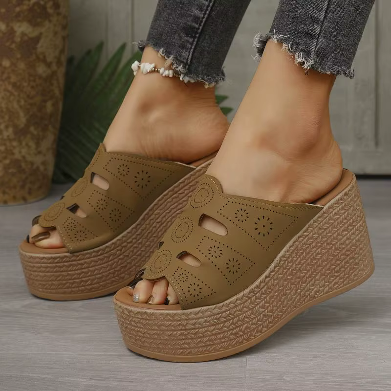 Casual Anti Slip Thick Bottom Hollow Out Wedge Platform Heel - Image 14
