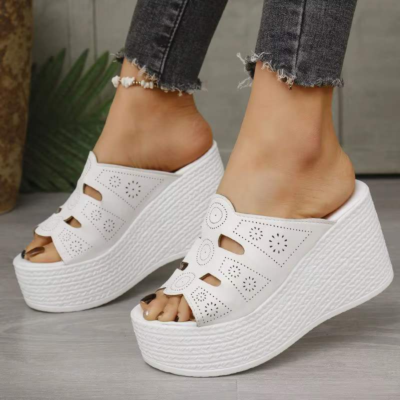 Casual Anti Slip Thick Bottom Hollow Out Wedge Platform Heel - Image 5