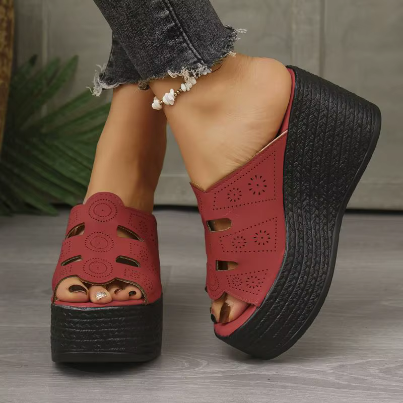 Casual Anti Slip Thick Bottom Hollow Out Wedge Platform Heel - Image 8