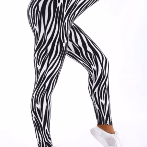 Casual Brushed High Elasticity Tight Fitting Irregular Striped Leggings