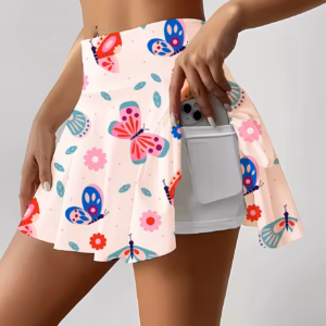 Casual Butterfly Print With Pocket Detail Elastic Waist Mini Skirt