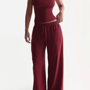 Casual Camis And Wide Sleeveless Leg Pants Two-Piece Lounge Set