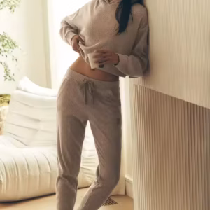 Casual Comfortable Short Waist Hooded Sweatshirt And Pant Two-piece Set