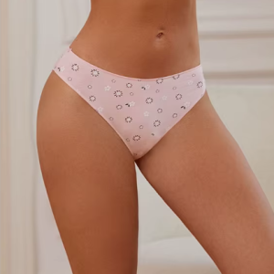 Casual Cotton Fresh Low-rise Cute Briefs Floral Printing Elasticity Intimates Lingerie 2PCS Set Panties