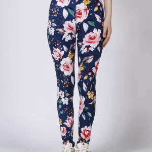 Elegant Flower Printed Elastic Workout High Waist Fitness Leggings