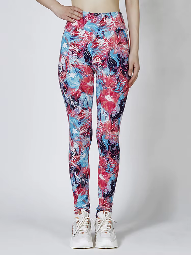 Casual Workout High Waist Printed Elastic Fitness Leggings