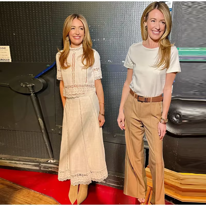 Casual Embroidery Hollow Out Top O-neck Short Sleeve Blouse Pleated A-line Long Skirts Two Piece Set - Image 9