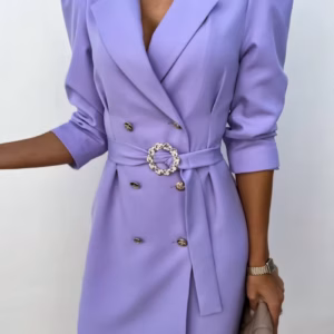 Casual Fit Comfortable Long Sleeved Printed Collar Suit Blazer Dress