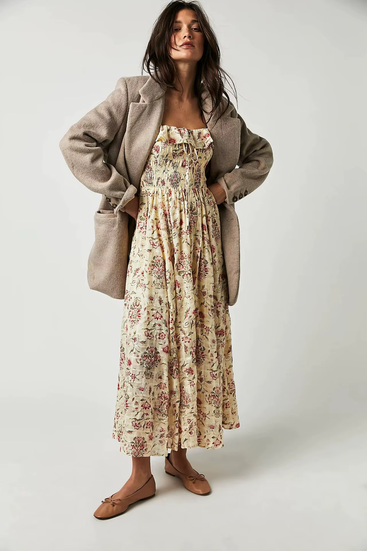 Casual Floral Chic Pullover Half Sleeve Ruffles Ankle-Length Maxi Dress - Image 2