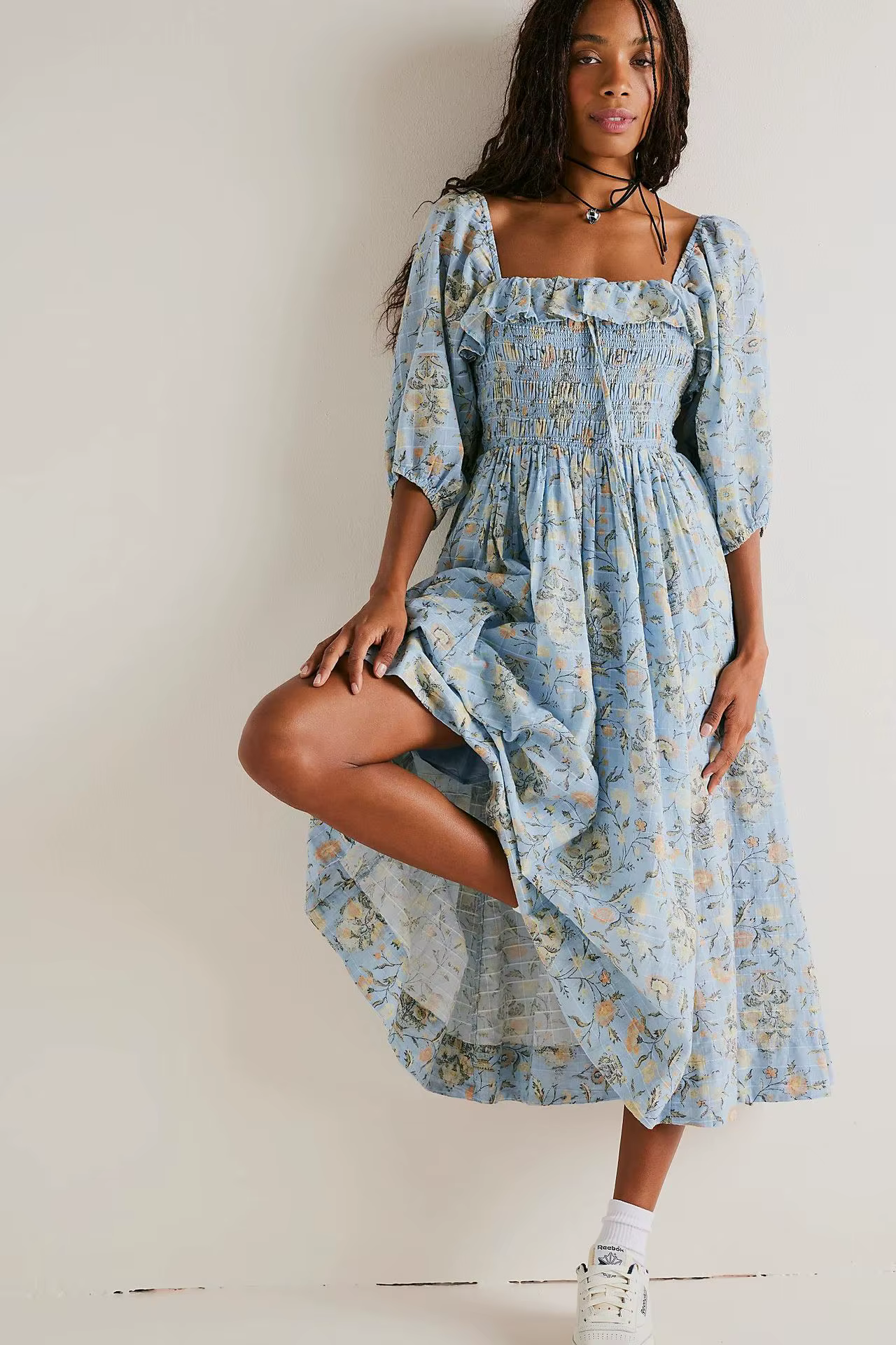 Casual Floral Chic Pullover Half Sleeve Ruffles Ankle-Length Maxi Dress - Image 7