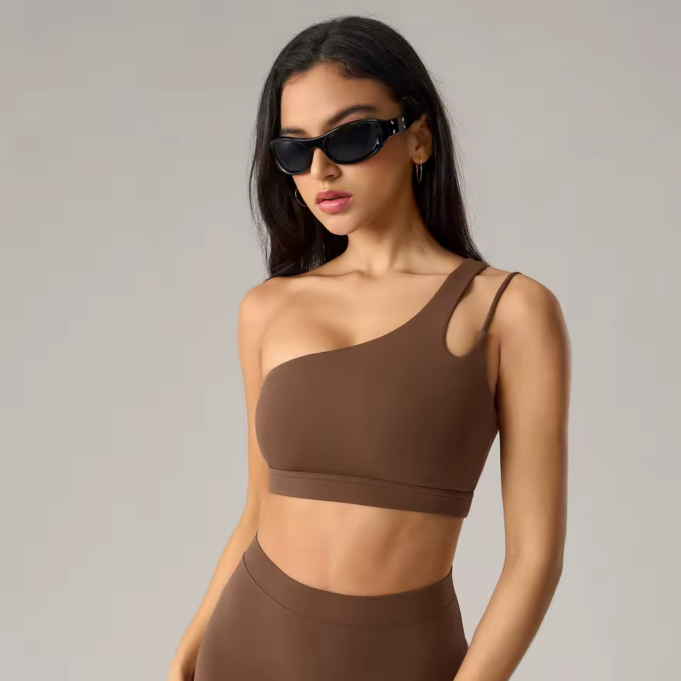 Full Cup Breathable High Quality One Shoulder Tube Sports Top