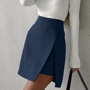 Casual High Waist Zipper Fly Split Layering High-Slit Mini Skirt Street Wear