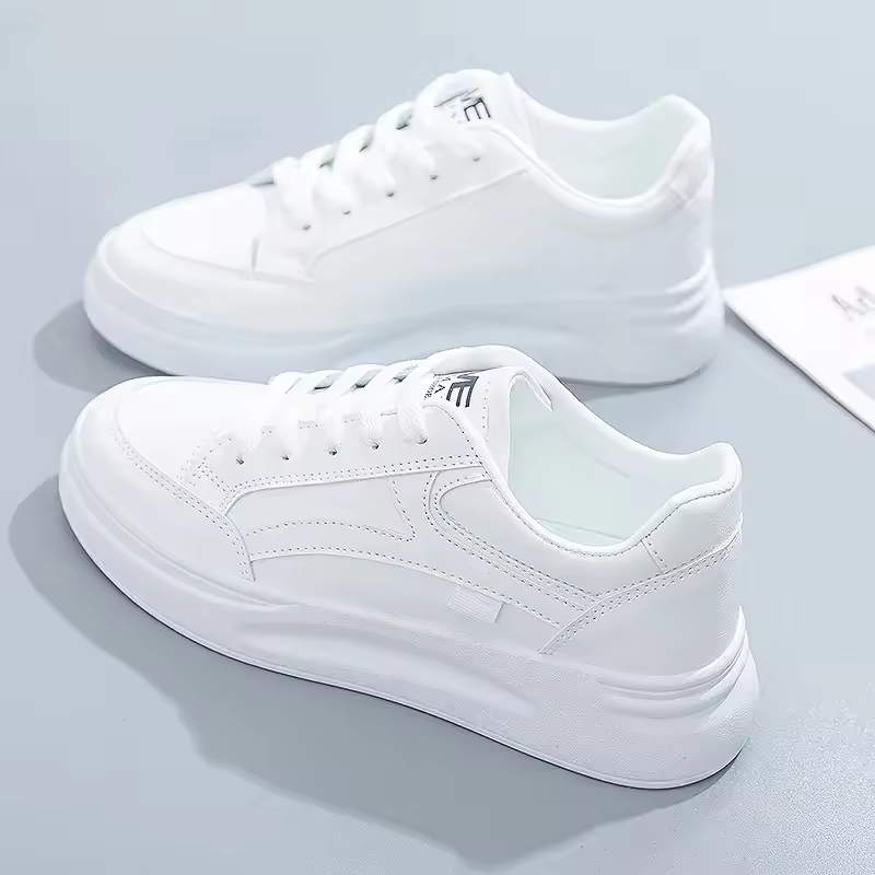 Casual Skateboarding PU Leather Lace-Up Breathable Sneakers - Image 3