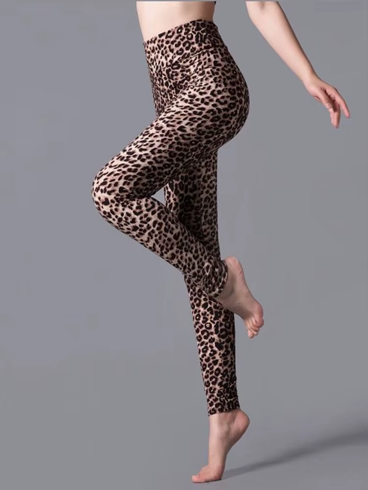 Casual Small Leopard Printed Sportwear Workout High Waist Leggings