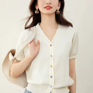 Casual Loose Knitted Sweater Basic Office Vintage Blouse Short Shirts