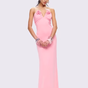 Casual Off-shoulder V Neck Backless Sleeveless Bodycon Maxi Dress