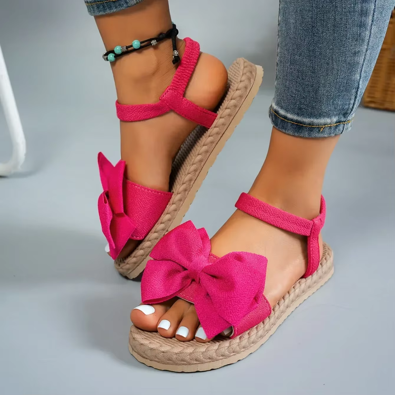 Casual Outdoor Shallow Bow Back Strap Tie Anti-slip Trend Sandals