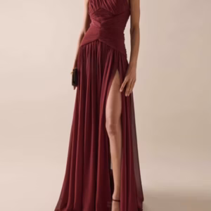 Casual Patchwork Folds Temperament Diagonal Neck Sleeveless Dresses