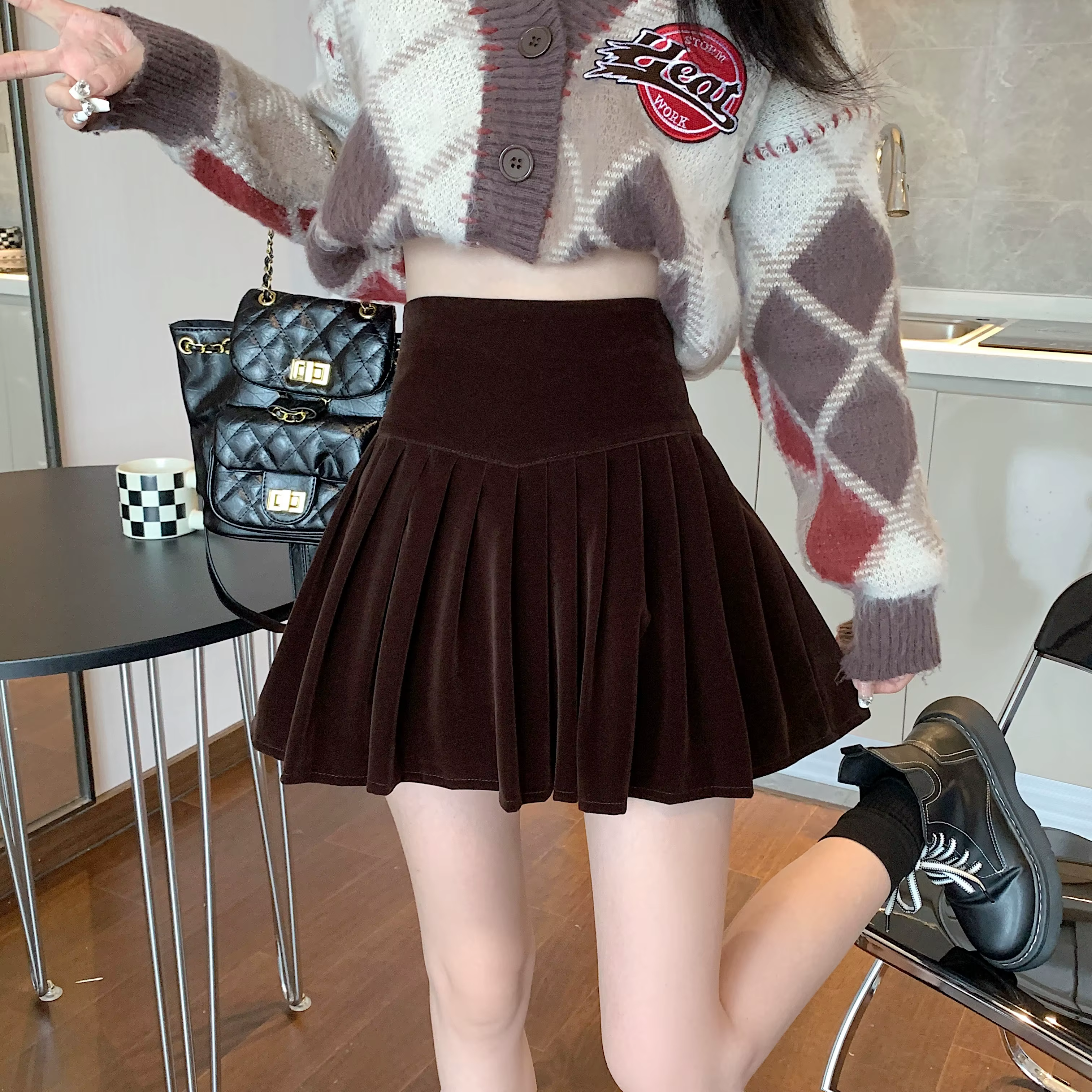 Casual Pleated Empire A-Line High Waist Medium Stretch Mini Skirts - Image 16