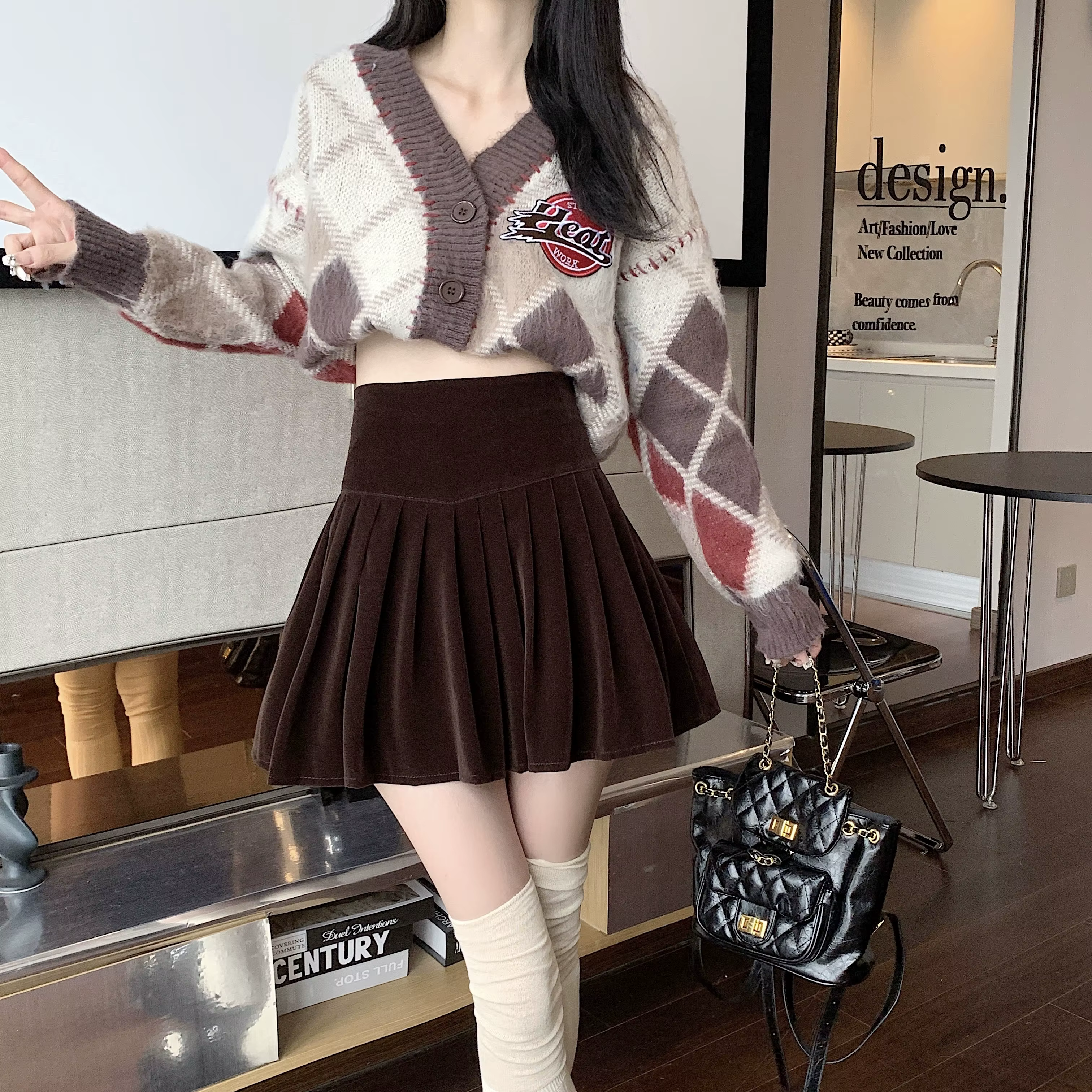 Casual Pleated Empire A-Line High Waist Medium Stretch Mini Skirts - Image 9