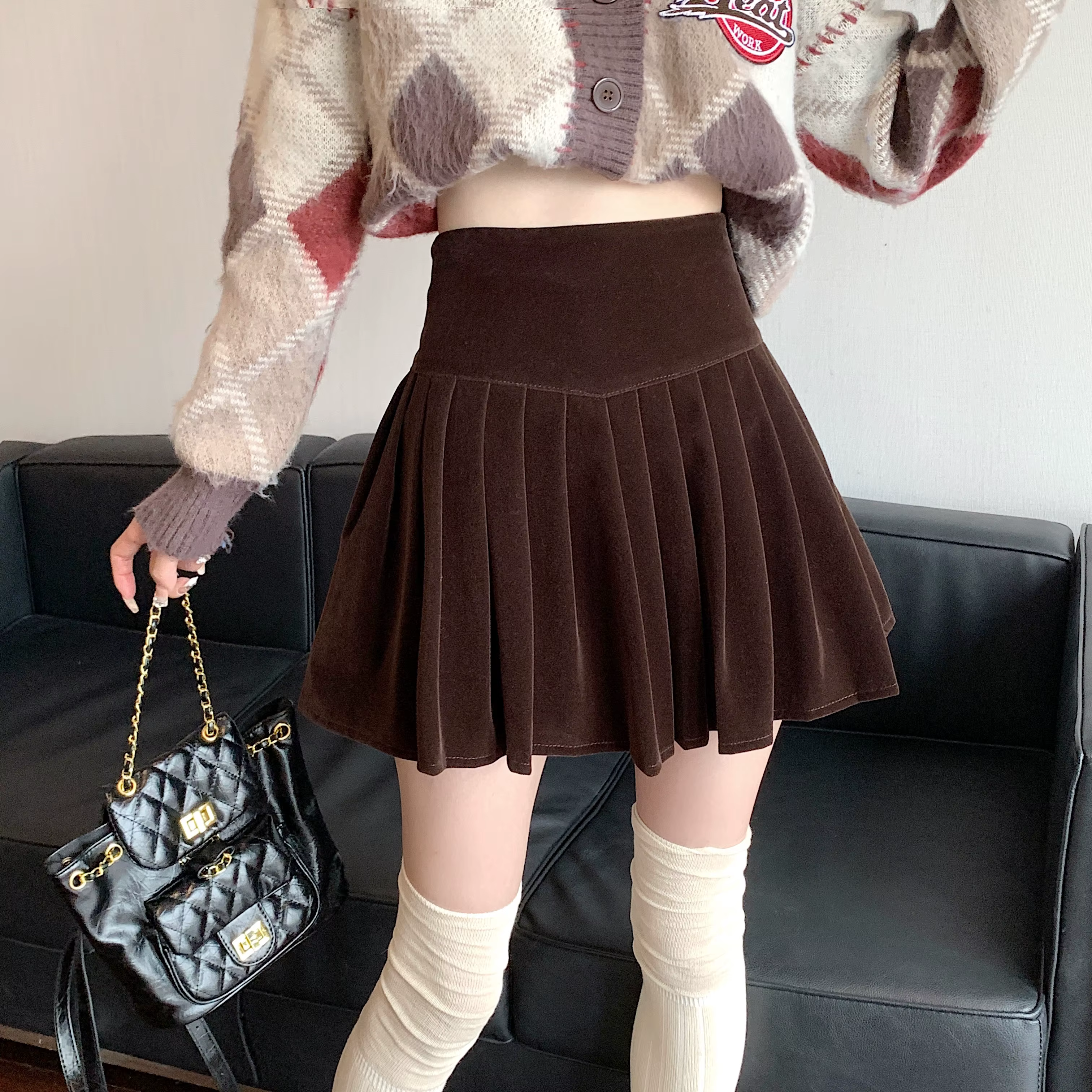 Casual Pleated Empire A-Line High Waist Medium Stretch Mini Skirts - Image 18