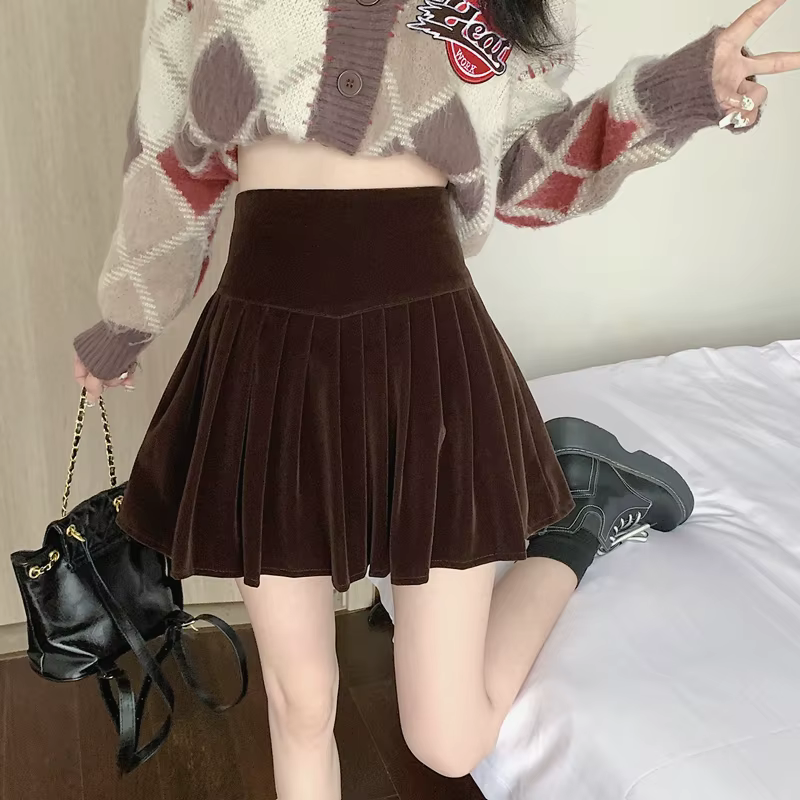 Casual Pleated Empire A-Line High Waist Medium Stretch Mini Skirts - Image 14