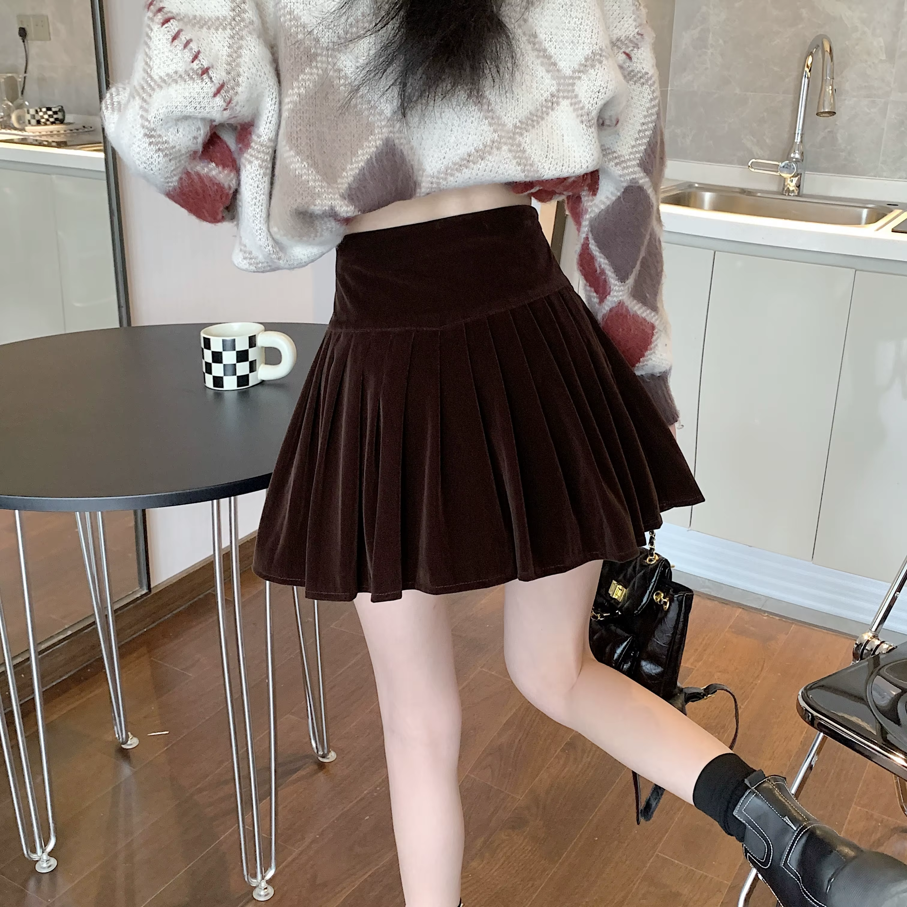 Casual Pleated Empire A-Line High Waist Medium Stretch Mini Skirts - Image 19