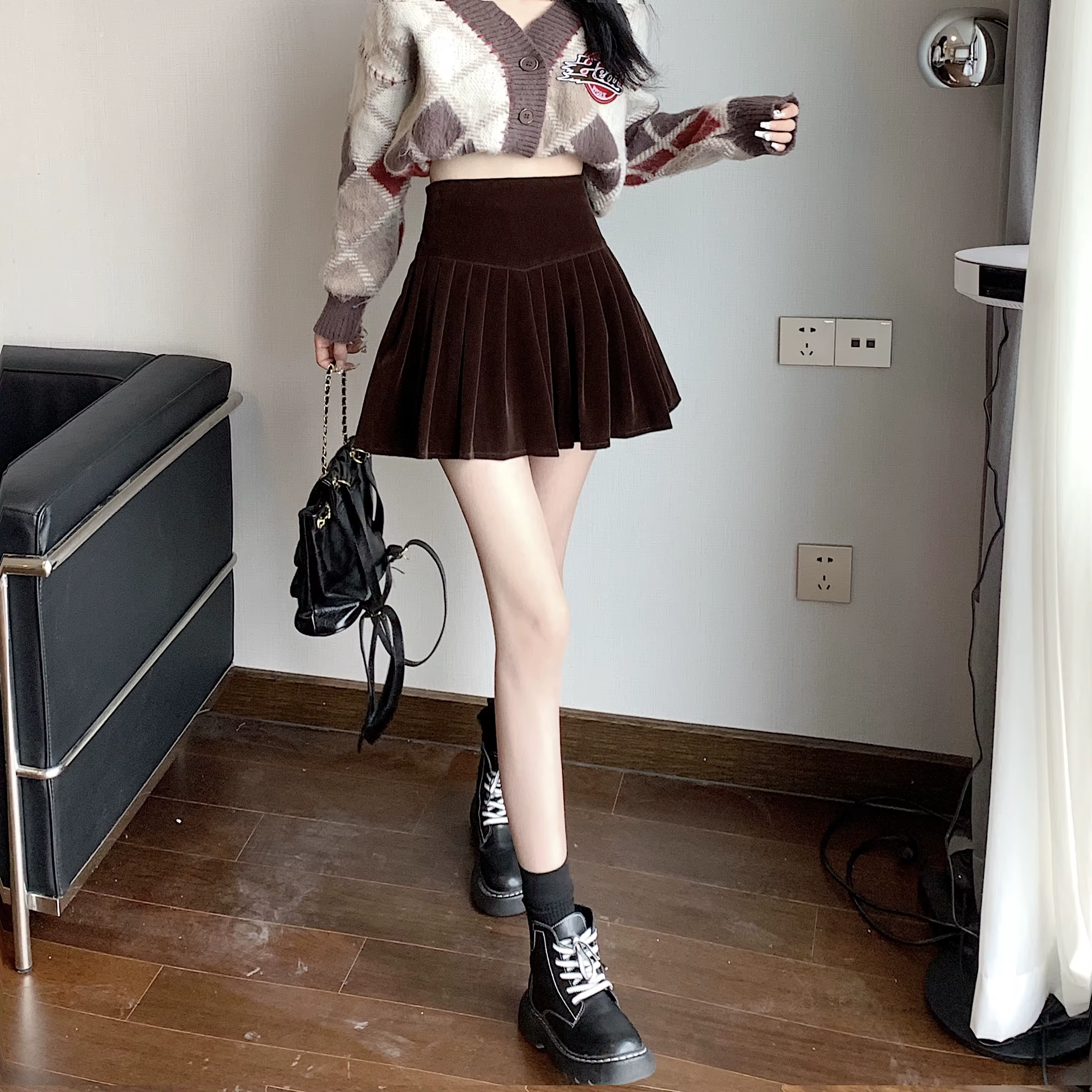 Casual Pleated Empire A-Line High Waist Medium Stretch Mini Skirts - Image 13